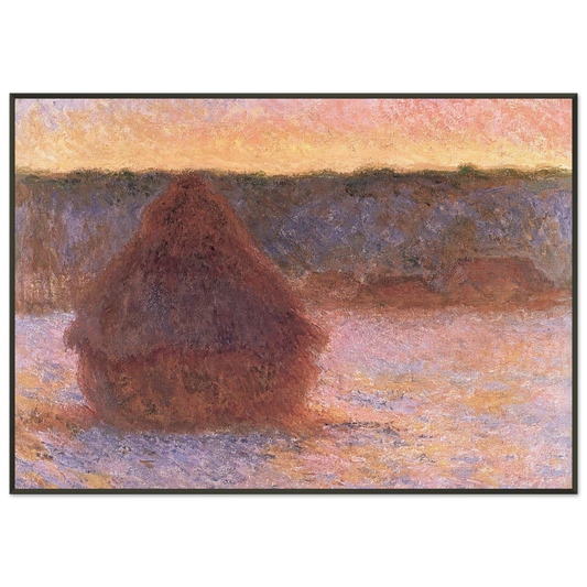claude monet  Haystacks at Sunset Frosty Weather Framed Art Print  - Aluminum Frame - 21x29.7 cm / 8x12"