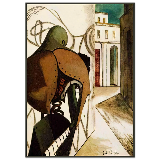 Giorgio de Chirico  THE VEXATIONS OF THE THINKER 1915 Framed Art Print  - Aluminum Frame - 21x29.7 cm / 8x12"