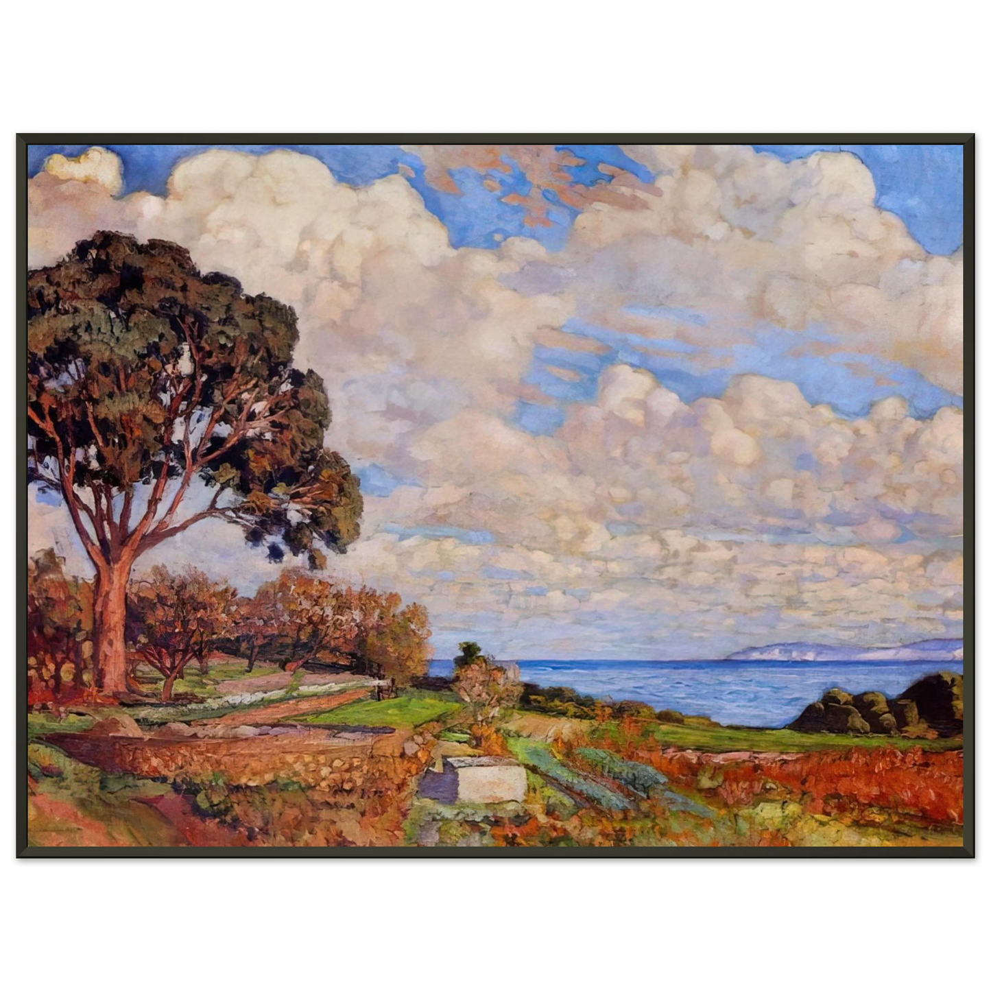 Theo van Rysselberghe  LARGE TREE NEAR THE SEA 1919 Framed Art Print  - Aluminum Frame - 60x80 cm / 24x32 inches