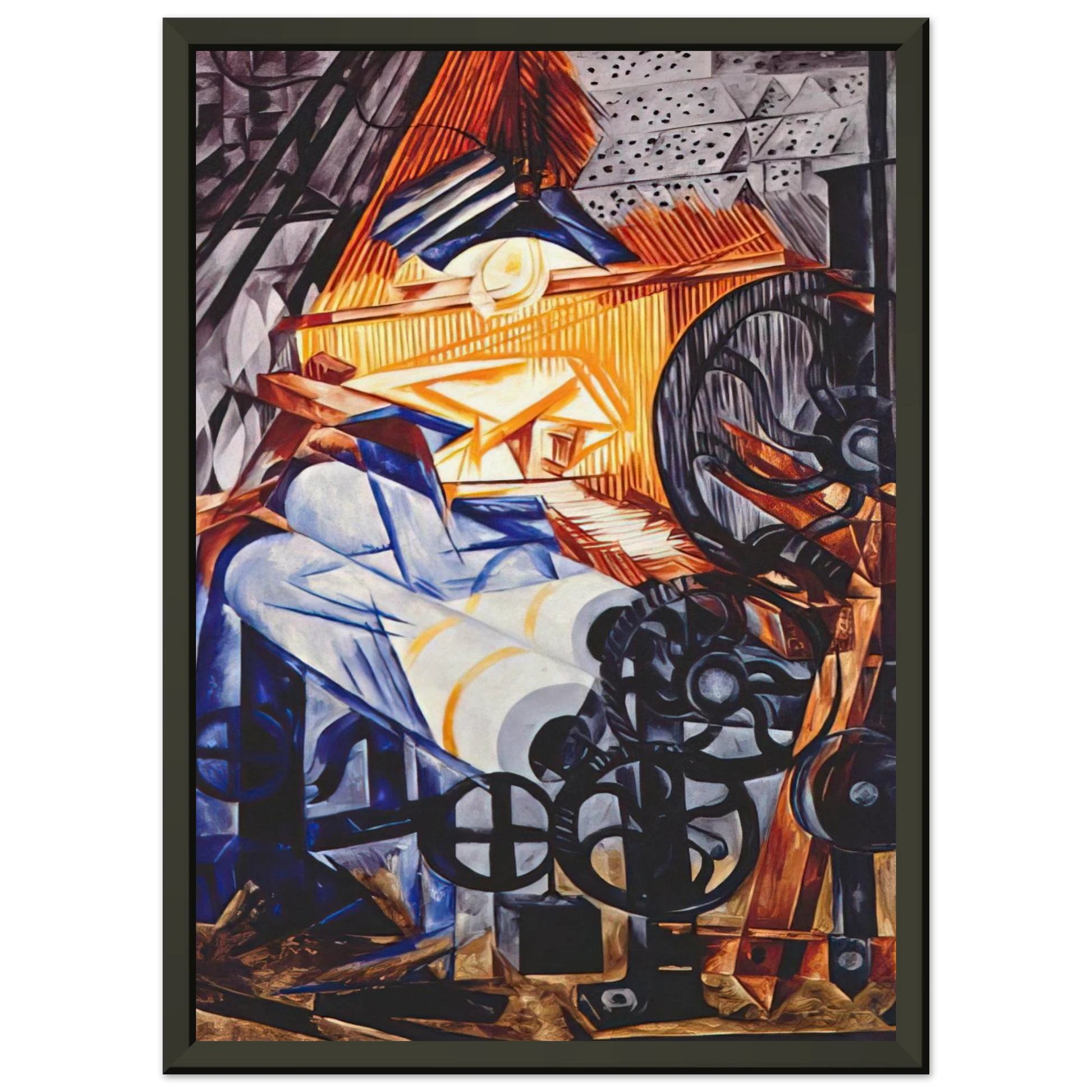 Natalia Goncharova  The weaver loomwoman  1913 Framed Art Print  - Aluminum Frame - 40x50 cm / 16x20 inches