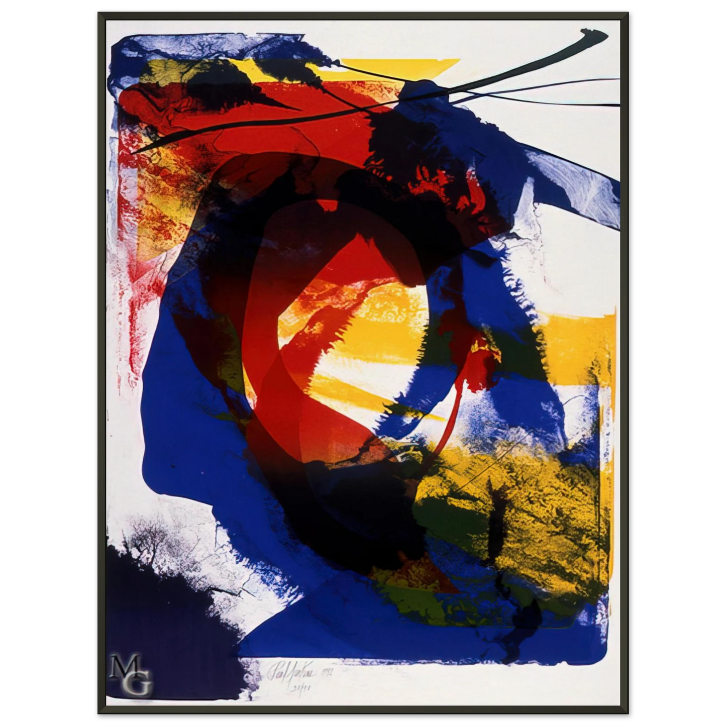 Paul Jenkins  Distance Finding Mozart  1992 Framed Art Print  - Aluminum Frame - 70x100 cm / 28x40 inches