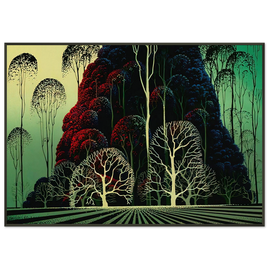 Eyvind Earle  Eucalyptus Forest Framed Art Print  - Aluminum Frame - 21x29.7 cm / 8x12"