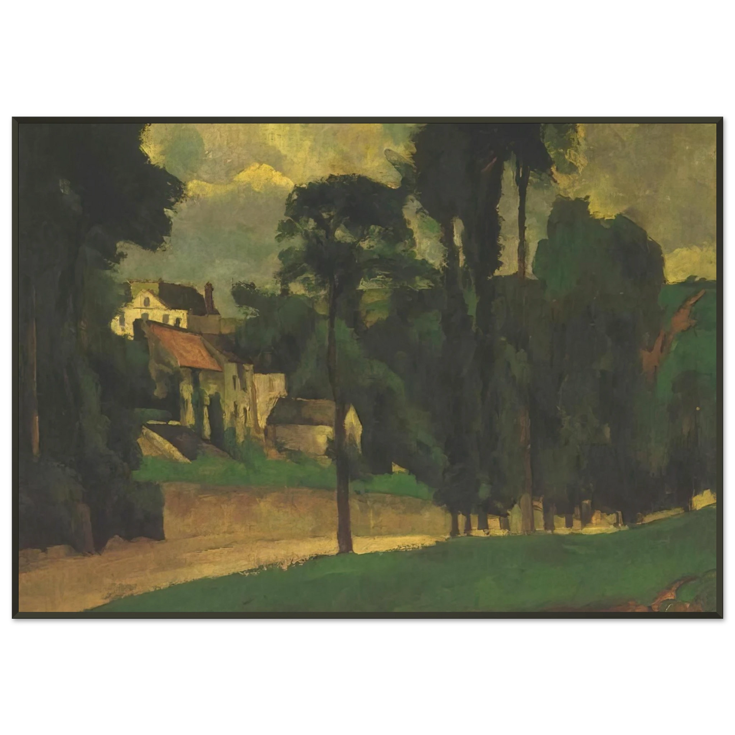 Paul Cezanne  Road at Pontoise Framed Art Print  - Aluminum Frame - 21x29.7 cm / 8x12"