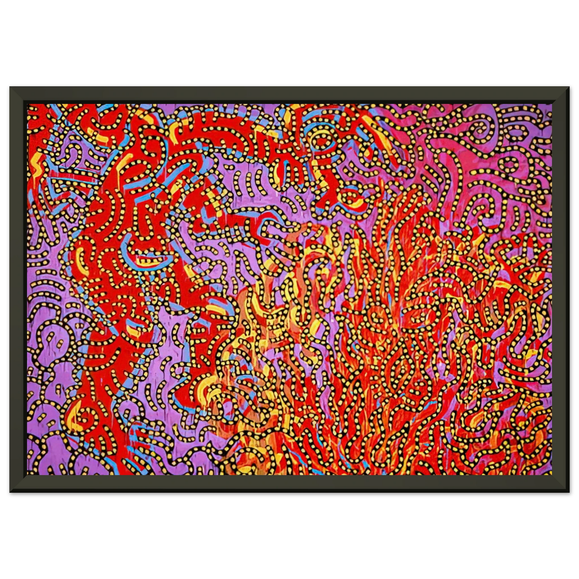 Keith Haring  MOSES AND THE BURNING BUSH 1985 Framed Art Print  - Aluminum Frame - 60x80 cm / 24x32 inches