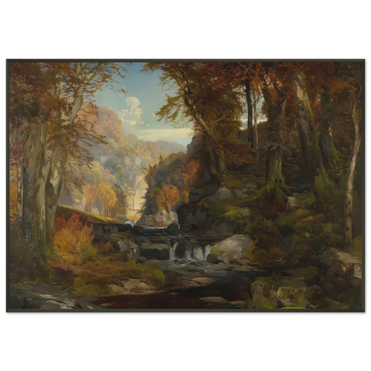 Thomas Moran  A Scene on the Tohickon Creek Autumn Framed Art Print  - Aluminum Frame - 21x29.7 cm / 8x12"