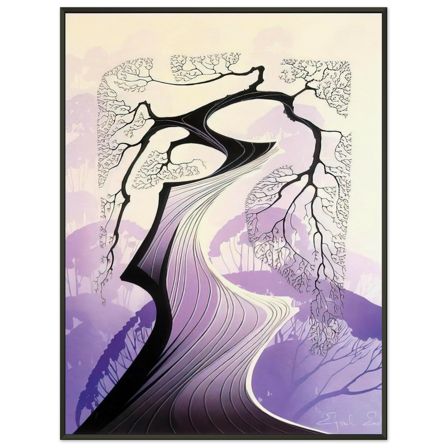 Eyvind Earle  Carmel Cypress Framed Art Print  - Aluminum Frame - 70x100 cm / 28x40 inches