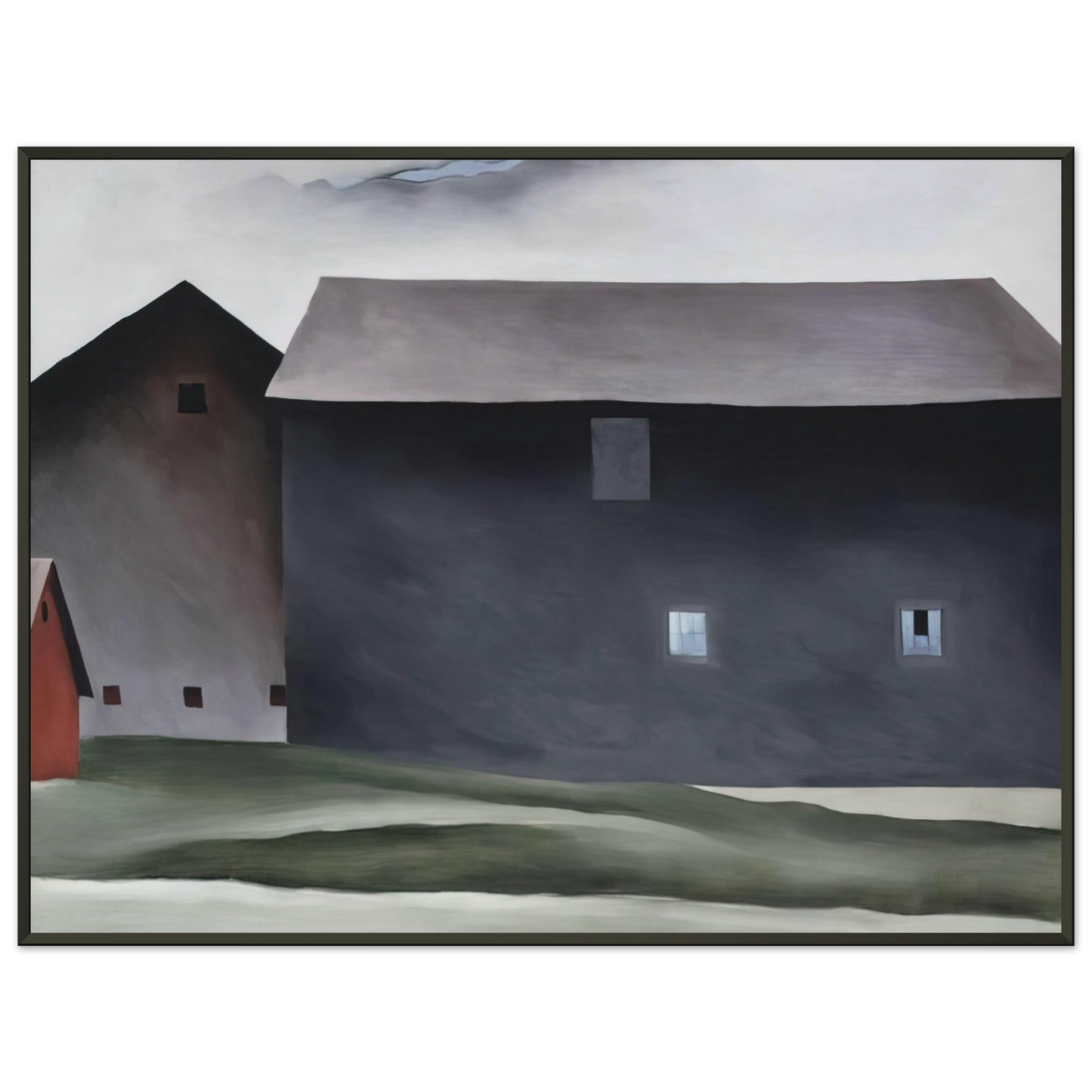 Georgia OKeeffe  Lake George Barns Framed Art Print  - Aluminum Frame - 70x100 cm / 28x40 inches