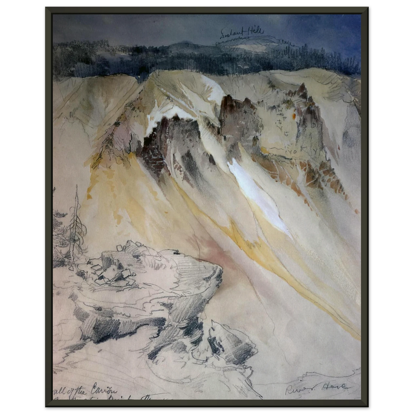 Thomas Moran  East wall of the canyon from Inspiration Point Framed Art Print  - Aluminum Frame - 60x80 cm / 24x32 inches