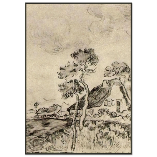 Vincent van Gogh  Cottages and Trees Framed Art Print  - Aluminum Frame - 21x29.7 cm / 8x12"