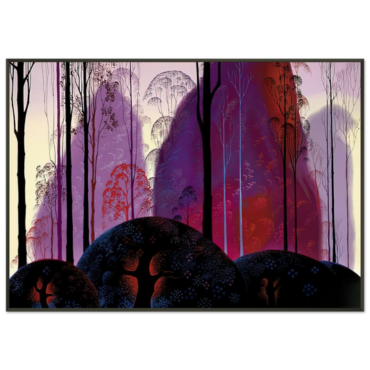 Eyvind Earle  Mauve Red and Purple Framed Art Print  - Aluminum Frame - 21x29.7 cm / 8x12"