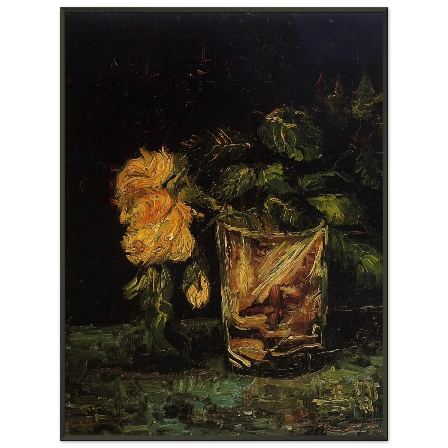 Vincent van Gogh  Glass with Roses Framed Art Print  - Aluminum Frame - 40x50 cm / 16x20 inches