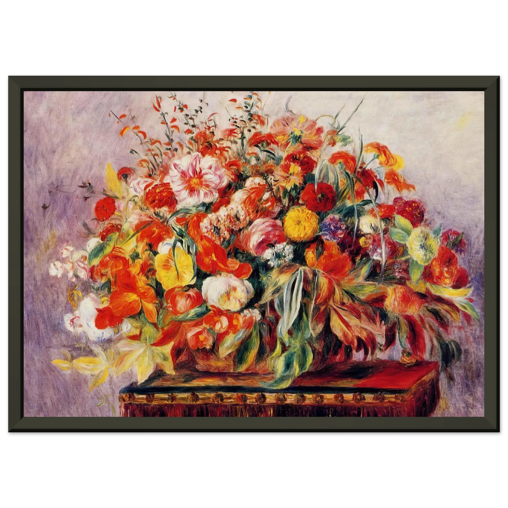 PierreAuguste Renoir  Basket of Flowers Framed Art Print  - Aluminum Frame - 40x50 cm / 16x20 inches