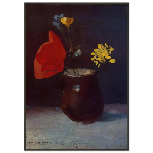 Odilon Redon  PITCHER OF FLOWERS Framed Art Print  - Aluminum Frame - 21x29.7 cm / 8x12"