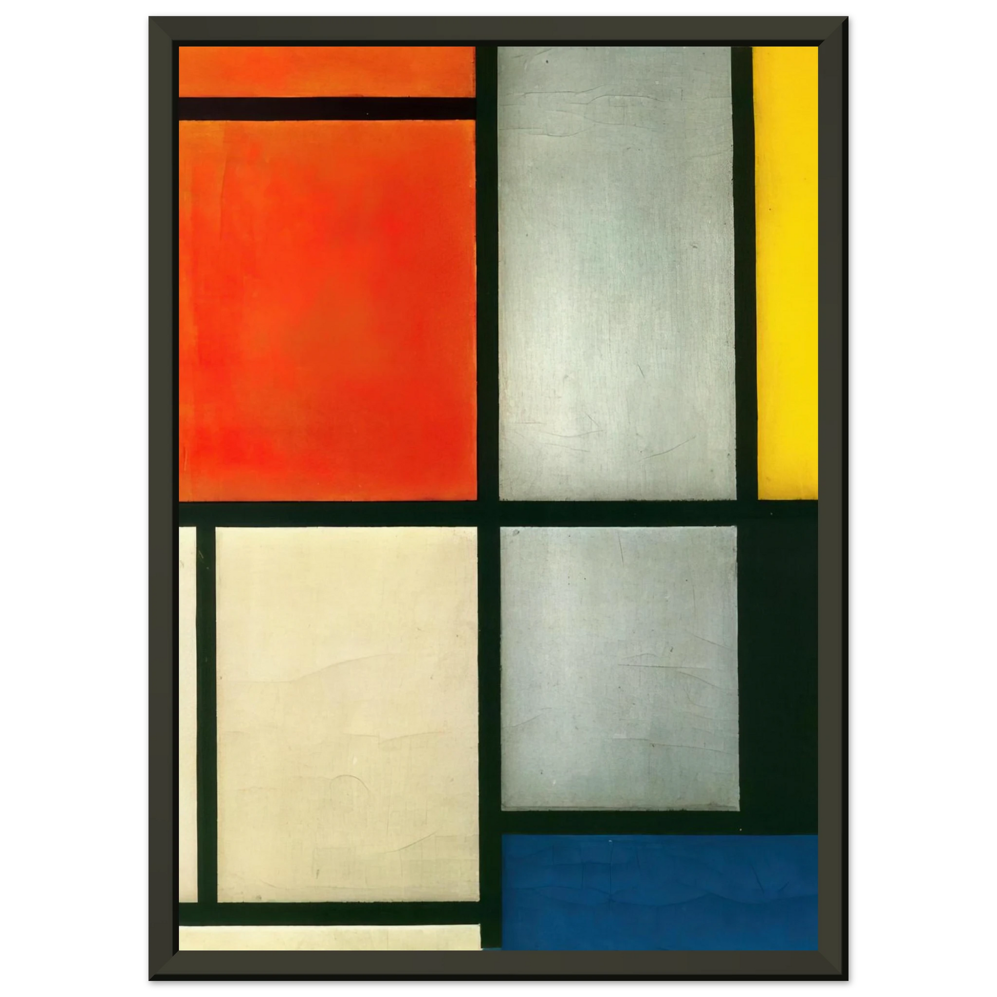 Piet Mondrian  Tableau 3 with Orange Red Yellow Black Blue and Gray Framed Art Print  - Aluminum Frame - 60x80 cm / 24x32 inches