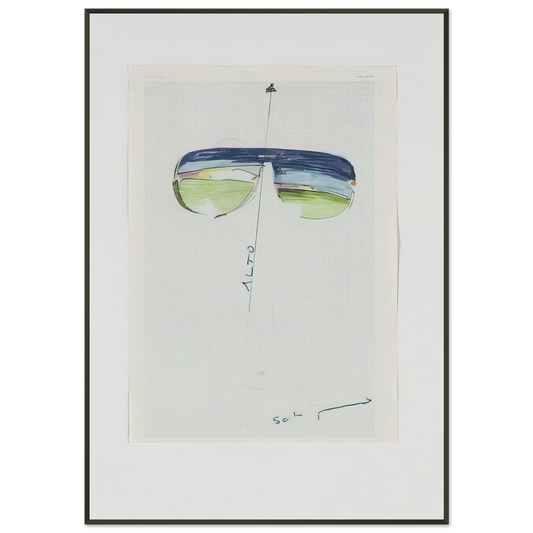 Mario Schifano  Untitled Glasses  1973 Framed Art Print  - Aluminum Frame - 21x29.7 cm / 8x12"