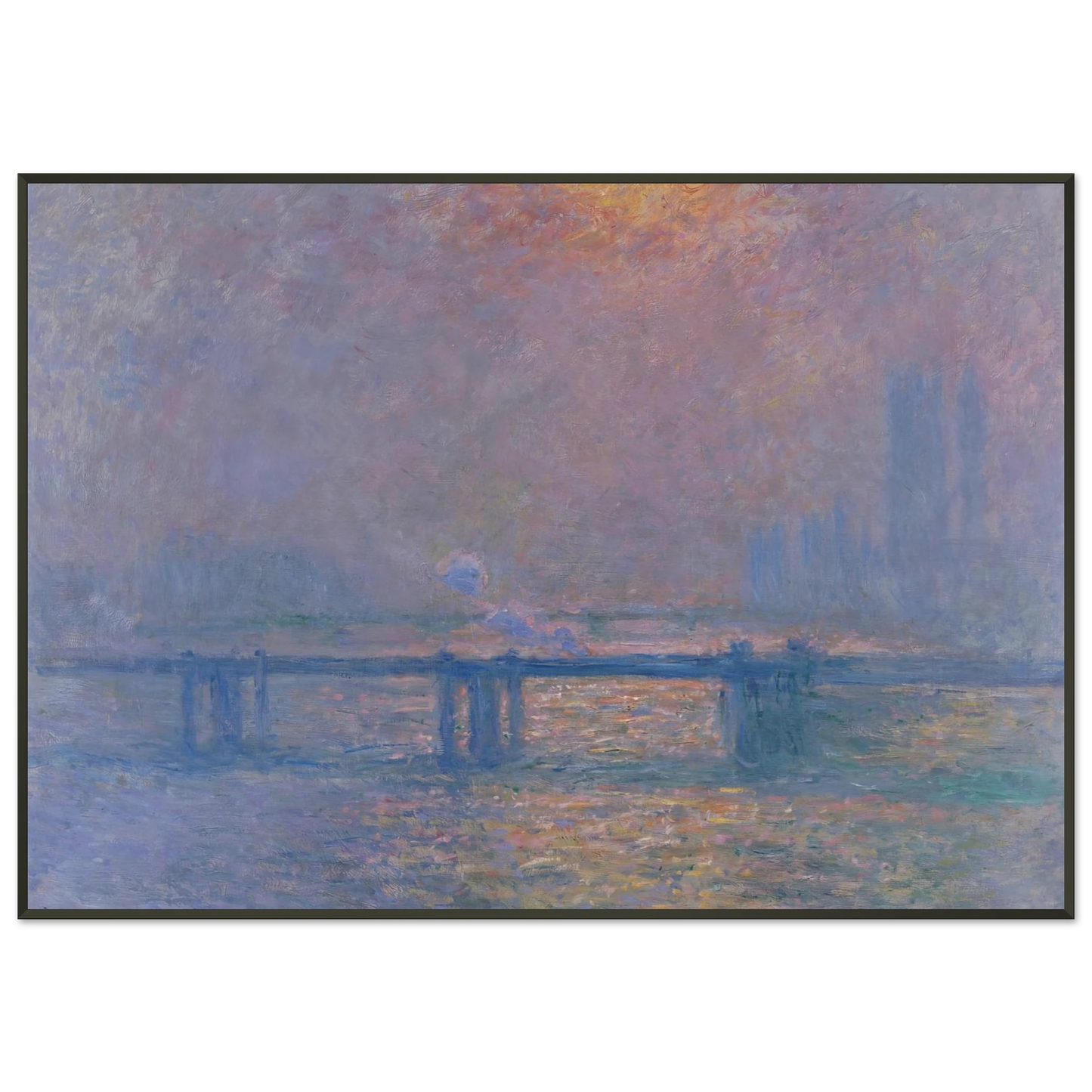 claude monet  Charing Cross Bridge The Thames Framed Art Print  - Aluminum Frame - 21x29.7 cm / 8x12"
