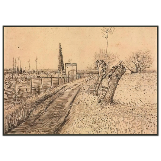 Vincent van Gogh  Landscape with Path and Pollard Trees Framed Art Print  - Aluminum Frame - 21x29.7 cm / 8x12"