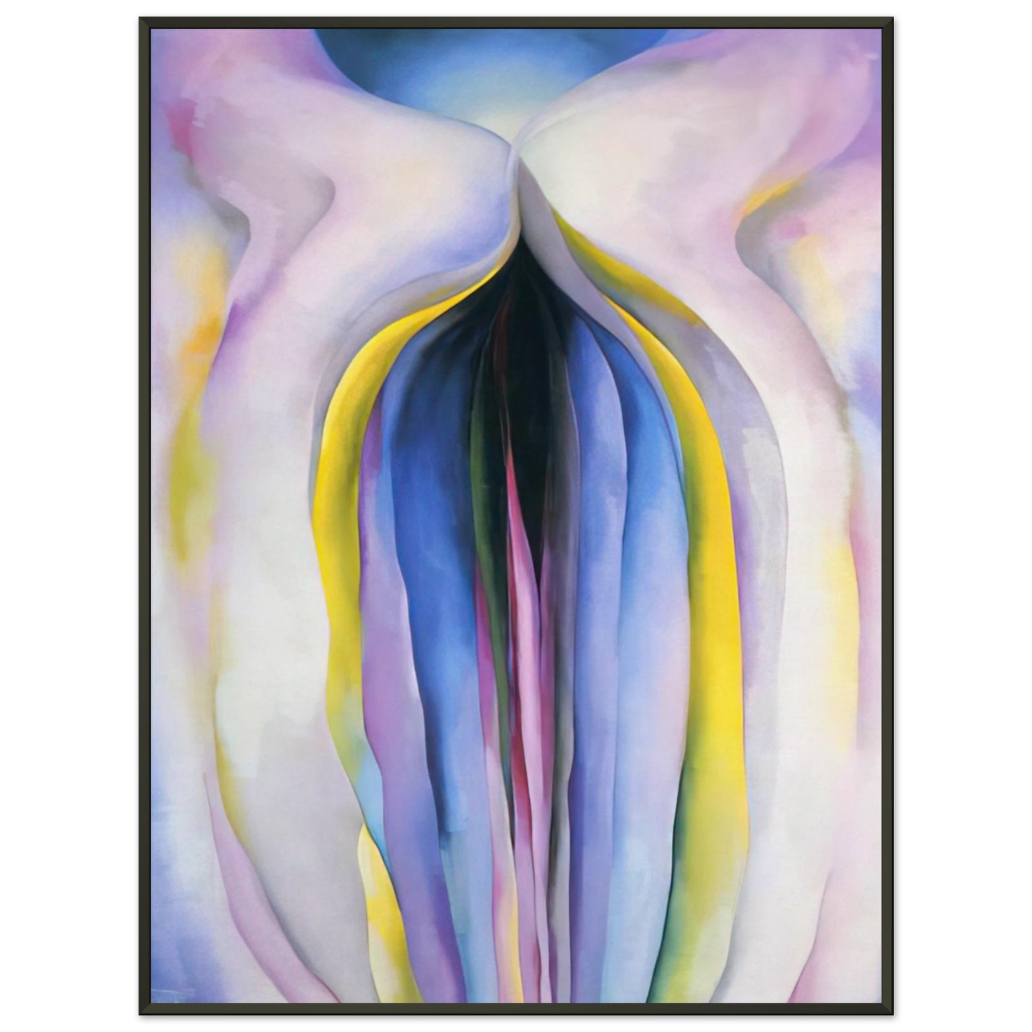 Georgia OKeeffe  Grey Line With Black Blue And Yellow Framed Art Print  - Aluminum Frame - 60x80 cm / 24x32 inches