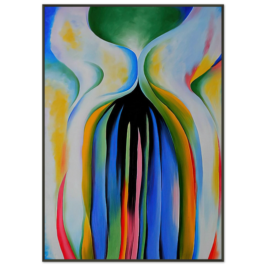Georgia OKeeffe  Gray line with black blue and yellow Framed Art Print  - Aluminum Frame - 21x29.7 cm / 8x12"