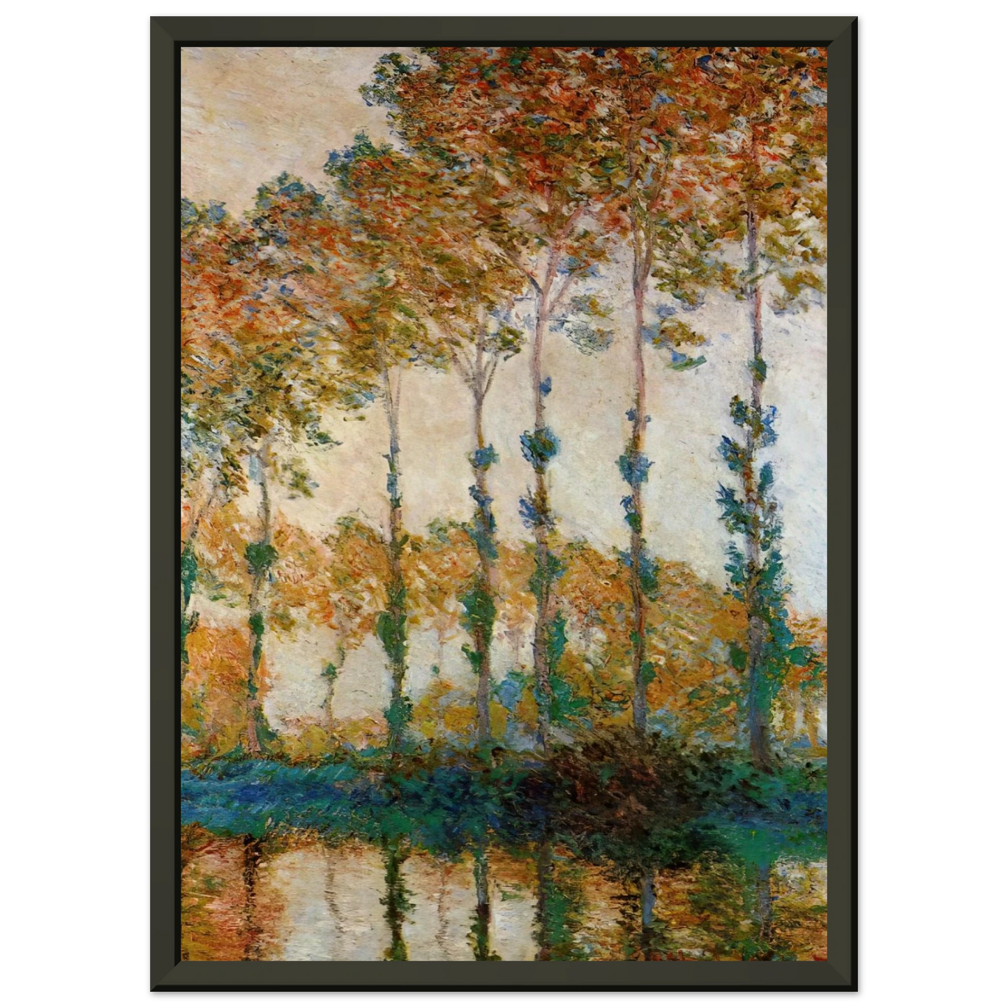 claude monet  Poplars on the Banks of the Epte Autumn Framed Art Print  - Aluminum Frame - 70x100 cm / 28x40 inches