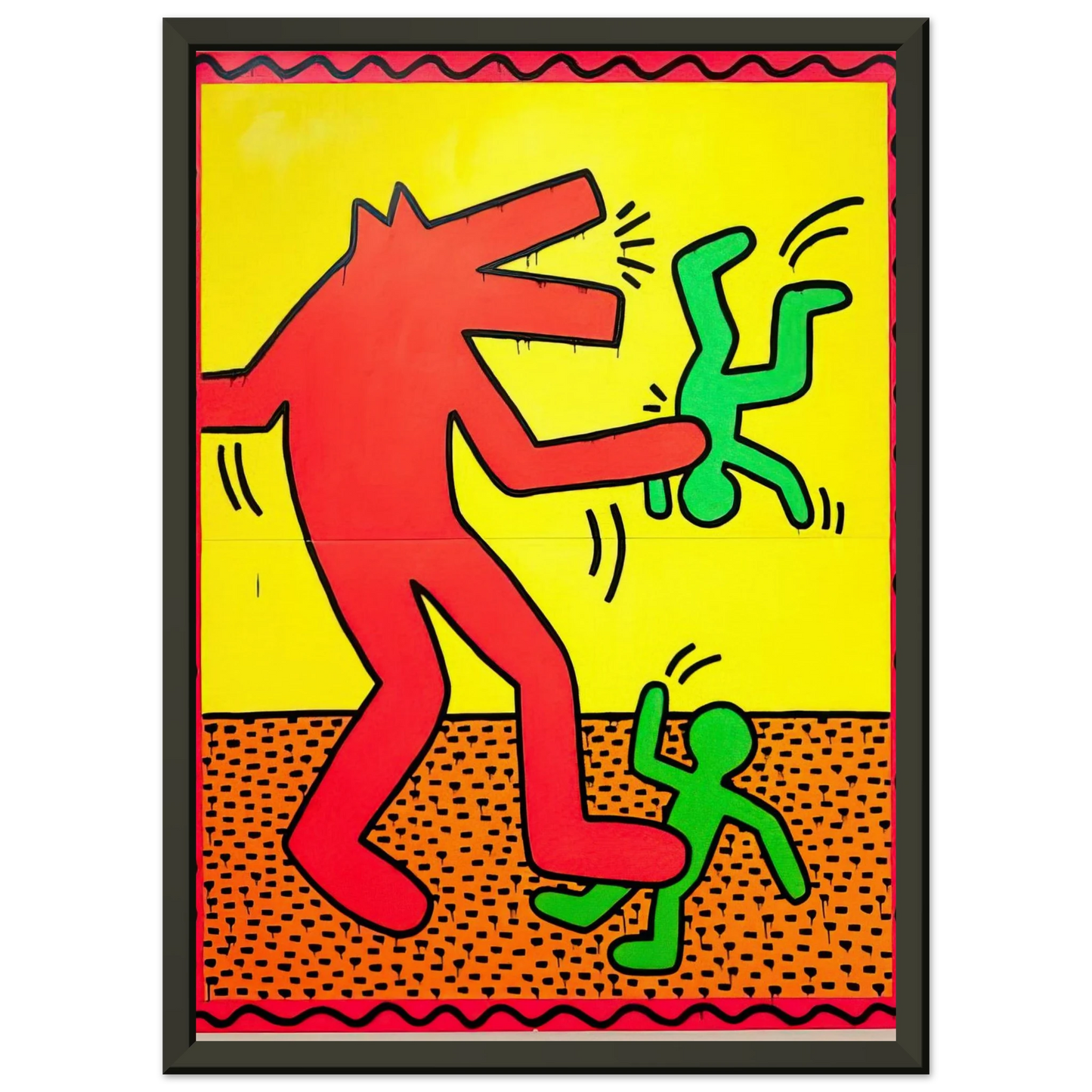 Keith Haring  UNTITLED 1982 1 Framed Art Print  - Aluminum Frame - 70x100 cm / 28x40 inches