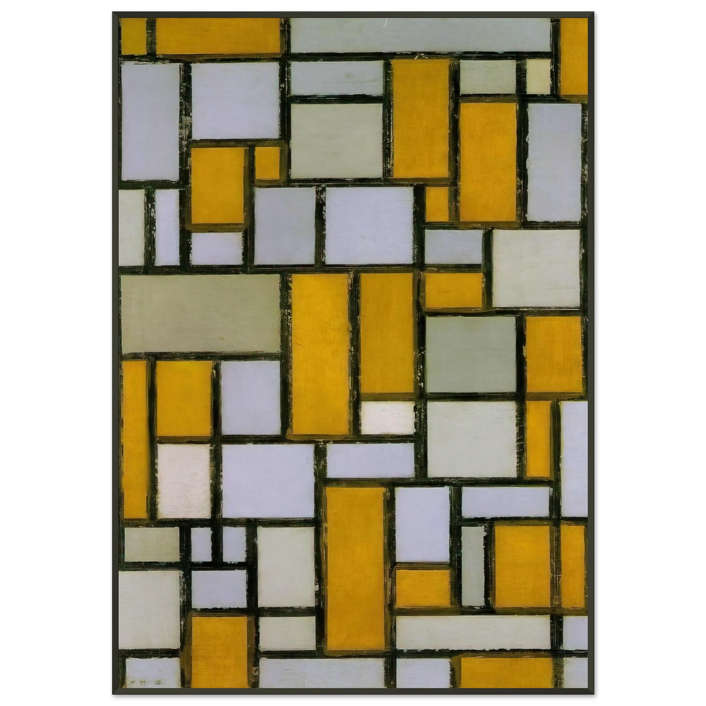 Piet Mondrian  Composition with Gray and Light Brown Framed Art Print  - Aluminum Frame - 21x29.7 cm / 8x12"