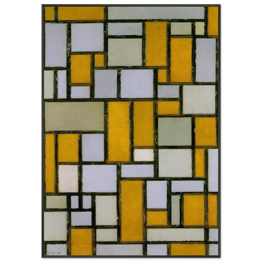 Piet Mondrian  Composition with Gray and Light Brown Framed Art Print  - Aluminum Frame - 21x29.7 cm / 8x12"