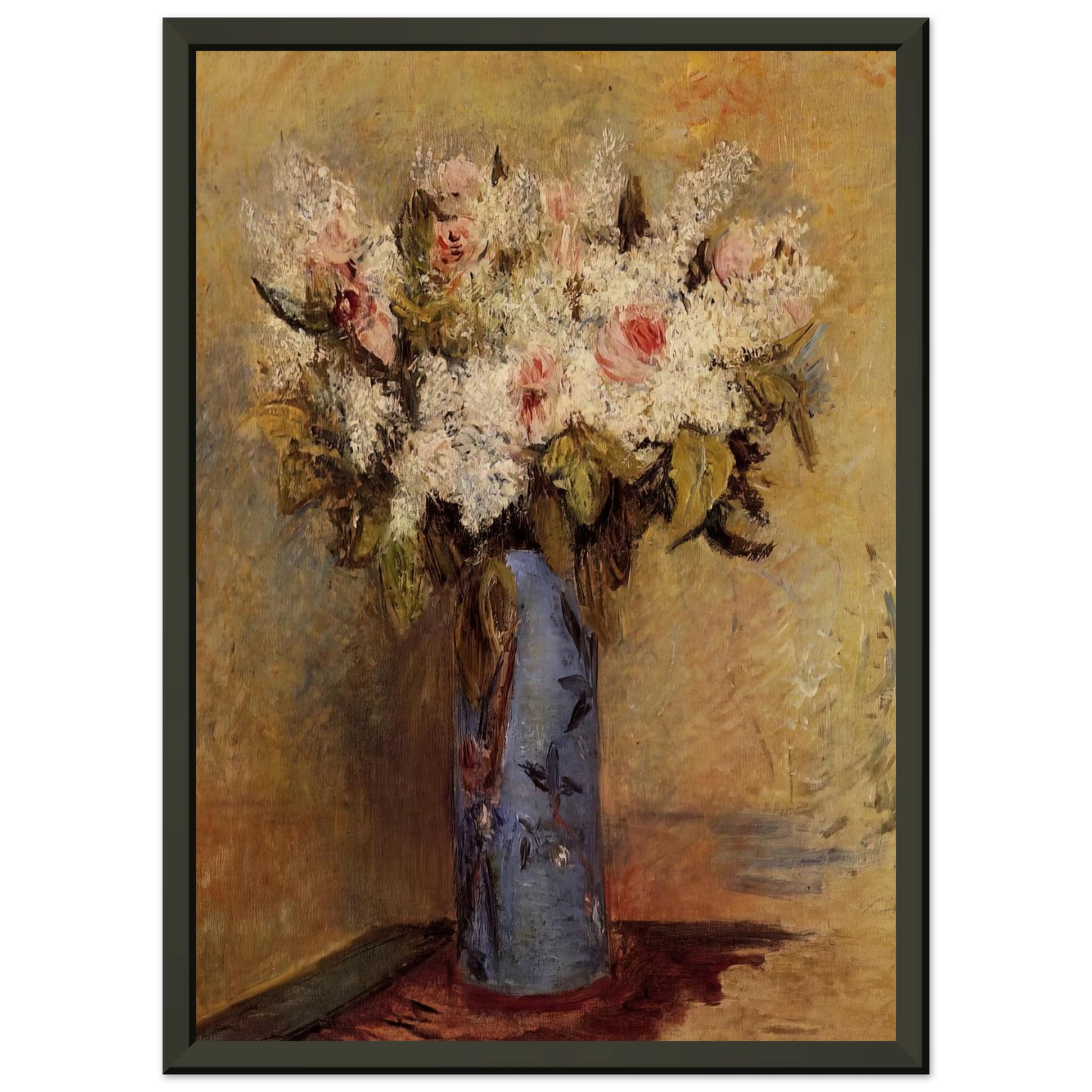 PierreAuguste Renoir  Vase of Lilacs and Roses Framed Art Print  - Aluminum Frame - 40x50 cm / 16x20 inches