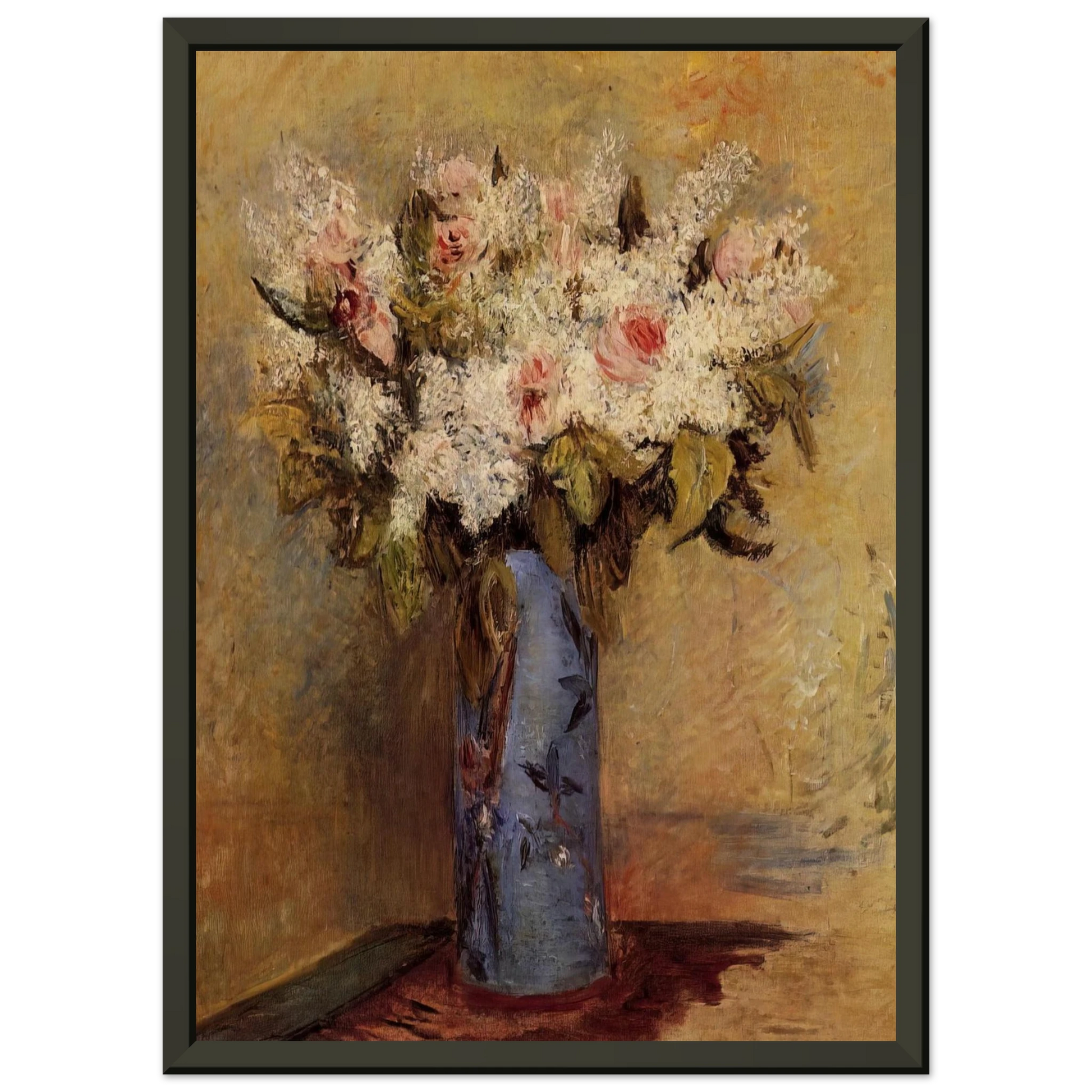 PierreAuguste Renoir  Vase of Lilacs and Roses Framed Art Print  - Aluminum Frame - 40x50 cm / 16x20 inches