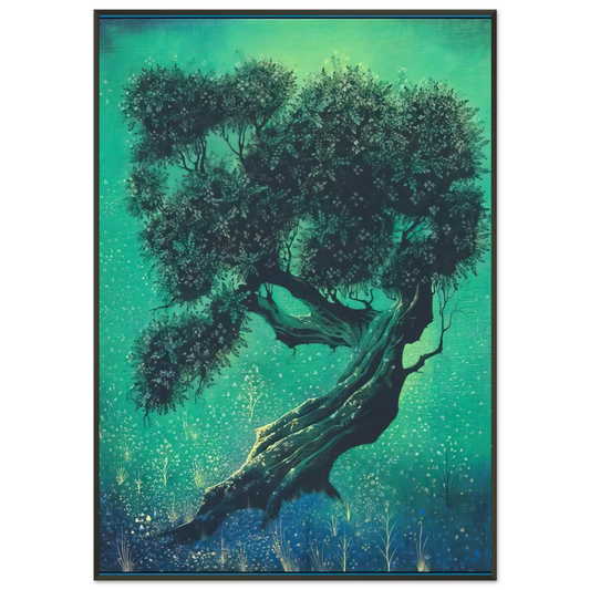 Eyvind Earle  Solitary Bonsai Framed Art Print  - Aluminum Frame - 21x29.7 cm / 8x12"
