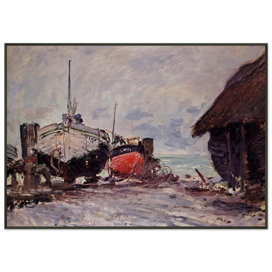 claude monet  Fishing Boats at Etretat Framed Art Print  - Aluminum Frame - 21x29.7 cm / 8x12"