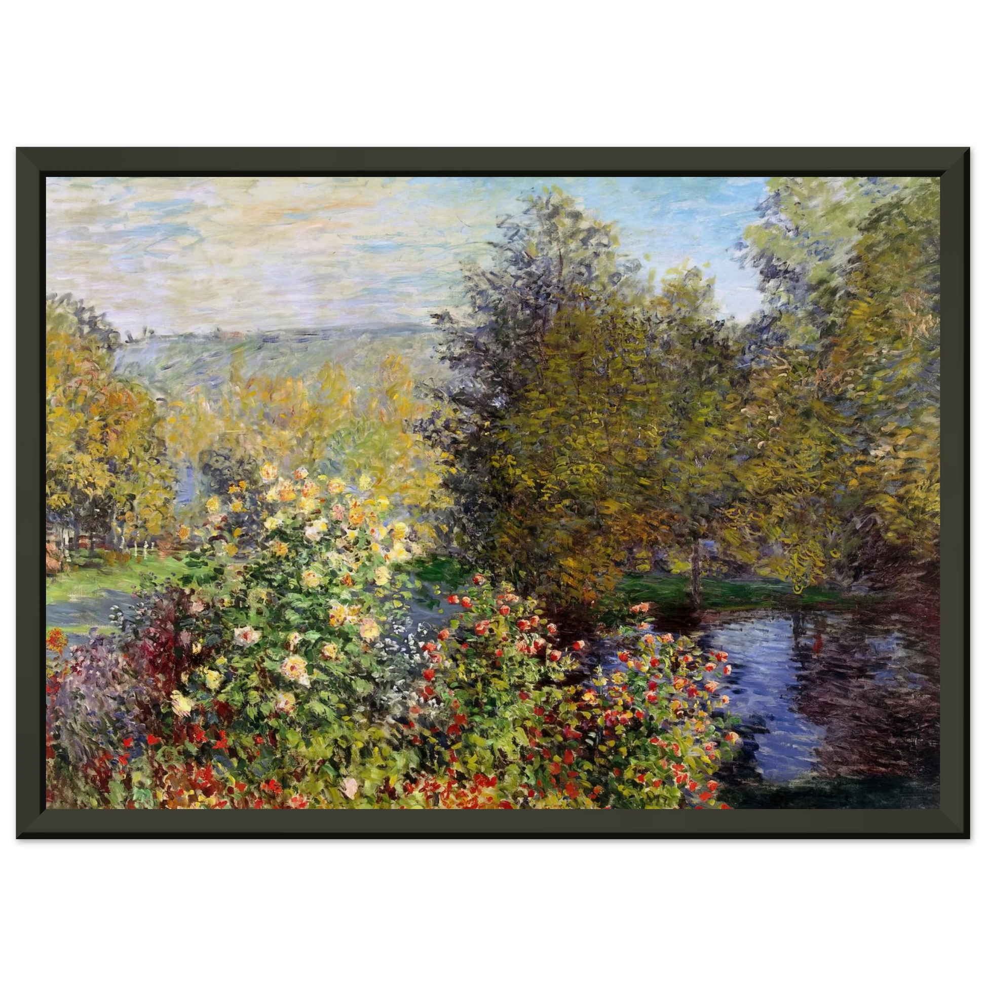 claude monet  A Corner of the Garden at Montgeron Framed Art Print  - Aluminum Frame - 70x100 cm / 28x40 inches
