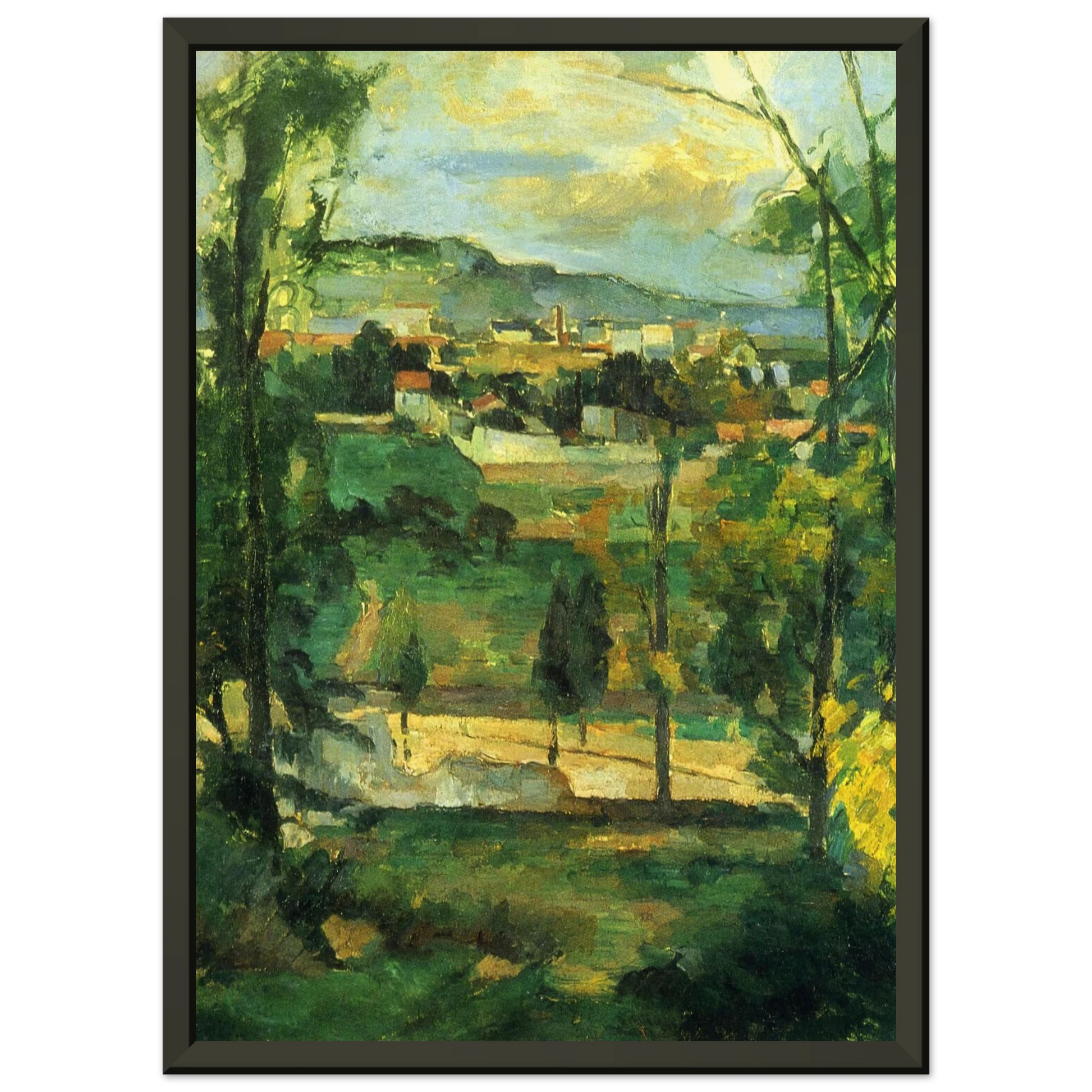 Paul Cezanne  Village behind Trees Framed Art Print  - Aluminum Frame - 60x80 cm / 24x32 inches