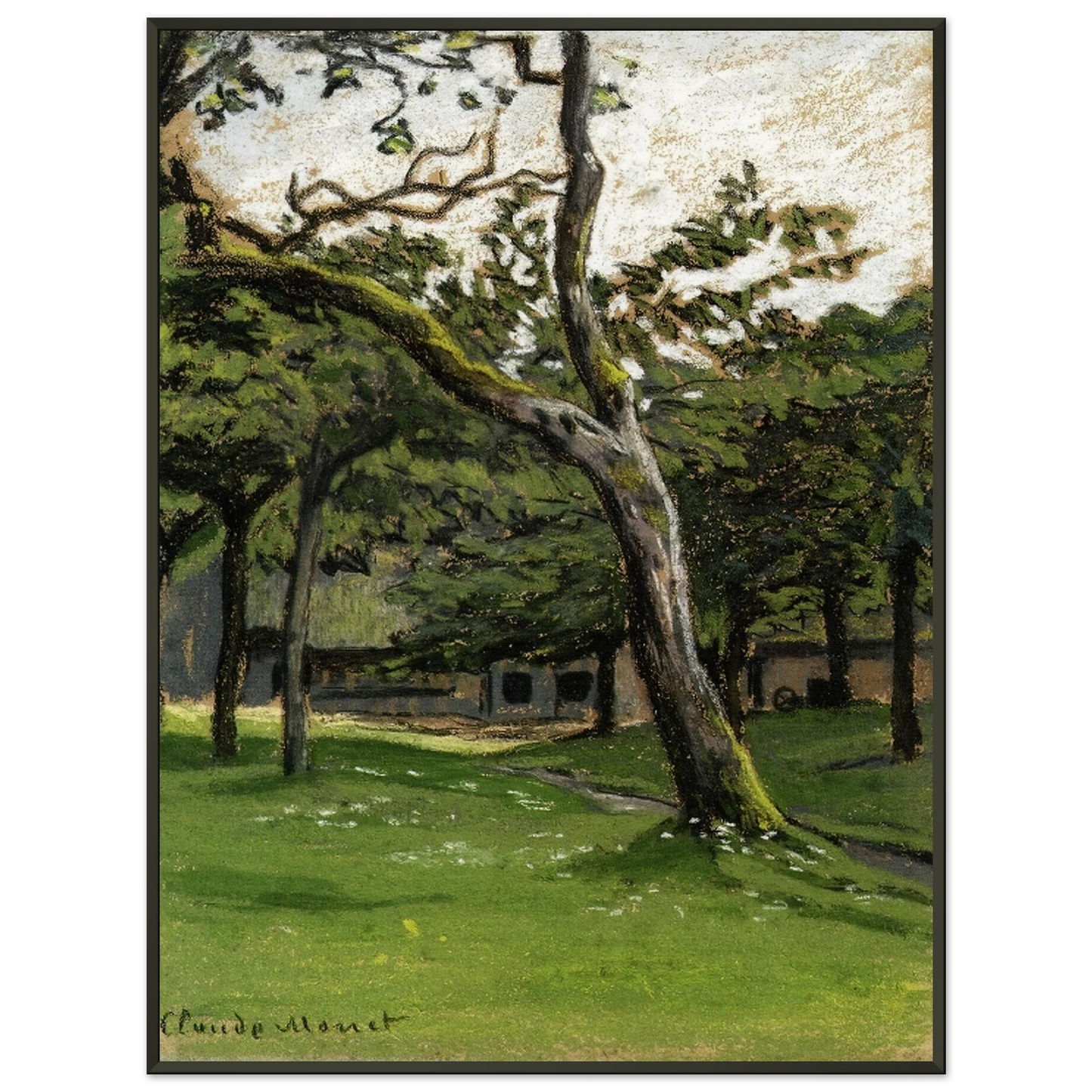 claude monet  Norman Farm through the Trees Framed Art Print  - Aluminum Frame - 60x80 cm / 24x32 inches