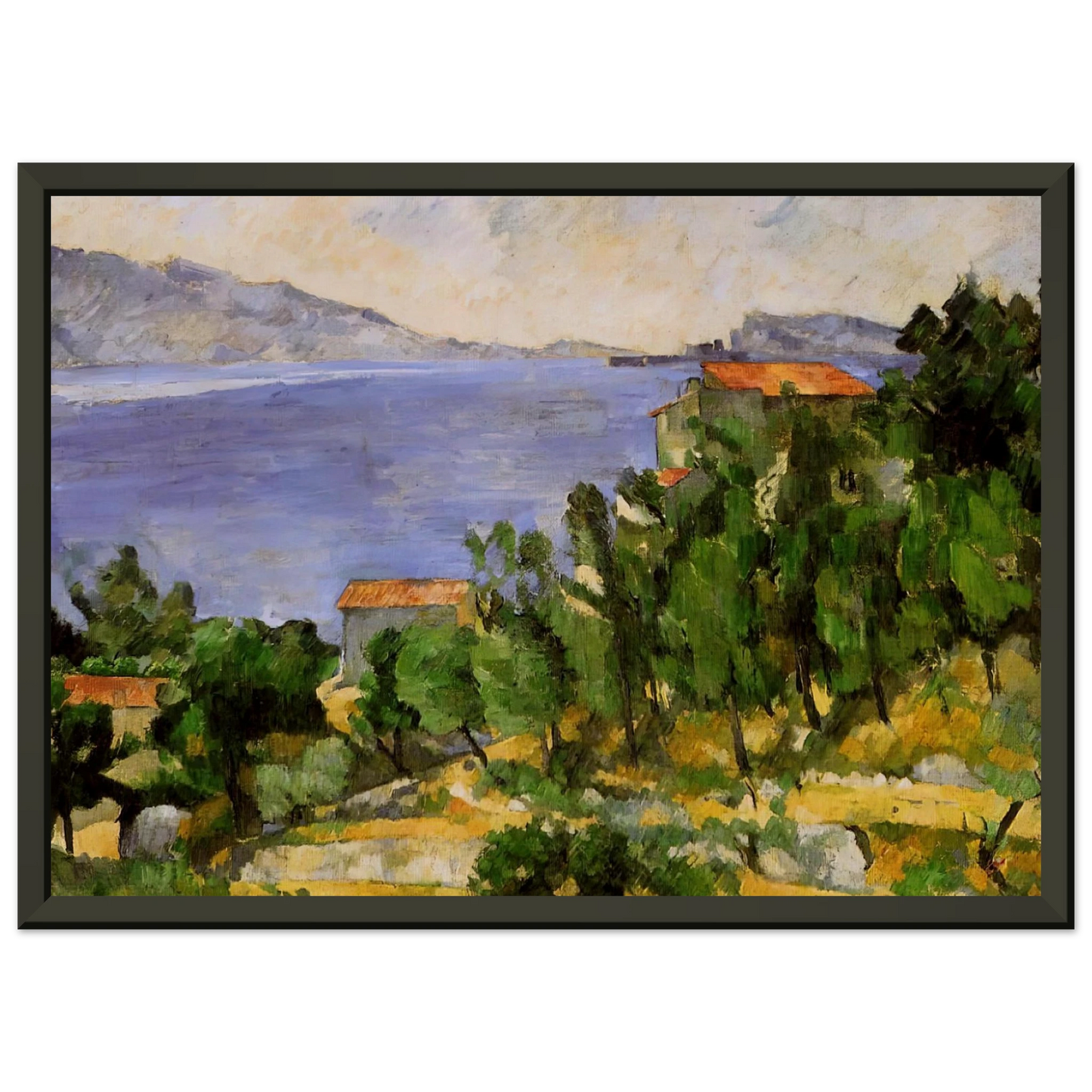 Paul Cezanne  The Bay of LEstaque from the East Framed Art Print  - Aluminum Frame - 60x80 cm / 24x32 inches