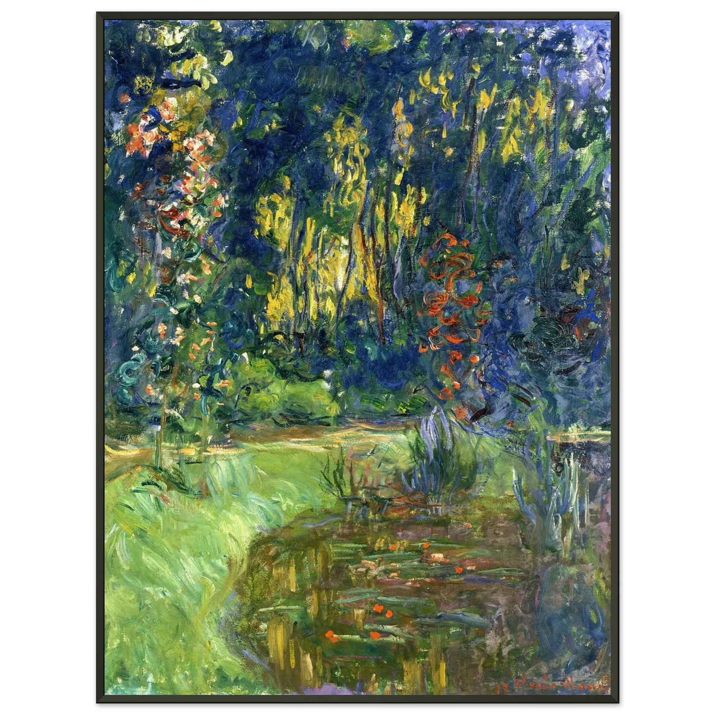 claude monet  Water Lily Pond at Giverny Framed Art Print  - Aluminum Frame - 70x100 cm / 28x40 inches
