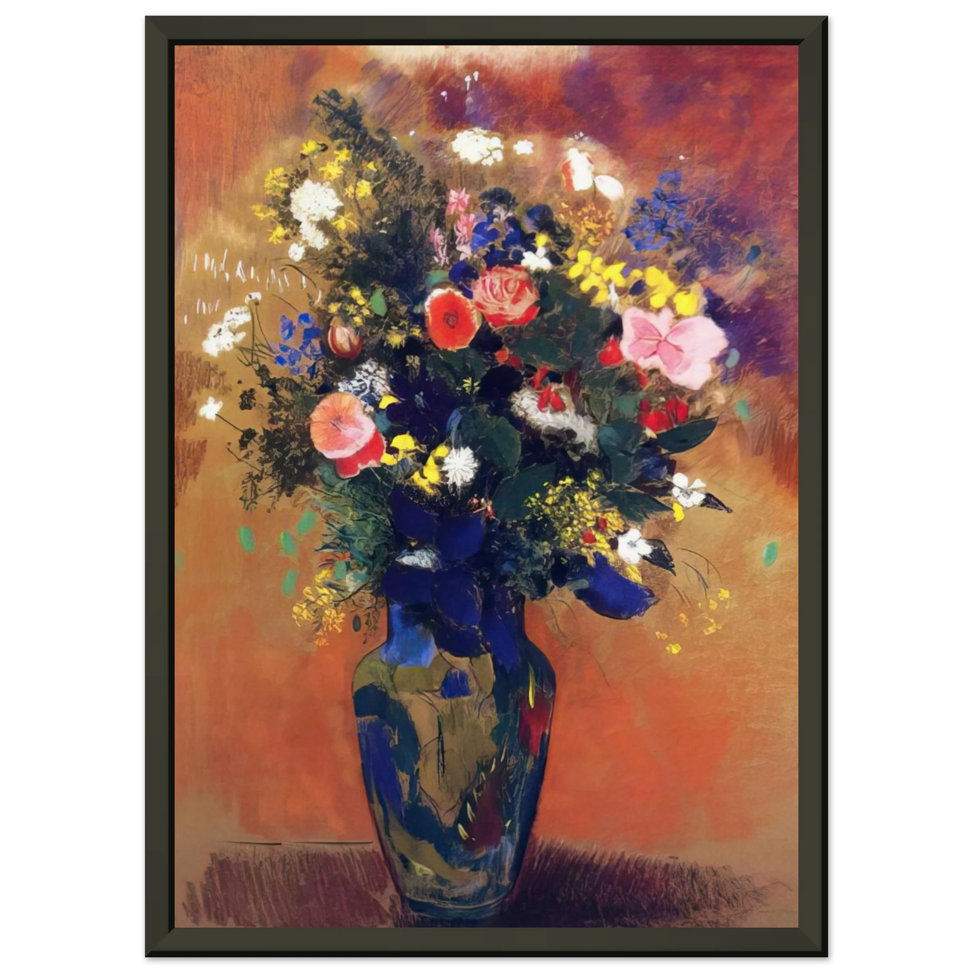 Odilon Redon  LARGE BOUQUET OF WILD FLOWERS Framed Art Print  - Aluminum Frame - 60x80 cm / 24x32 inches
