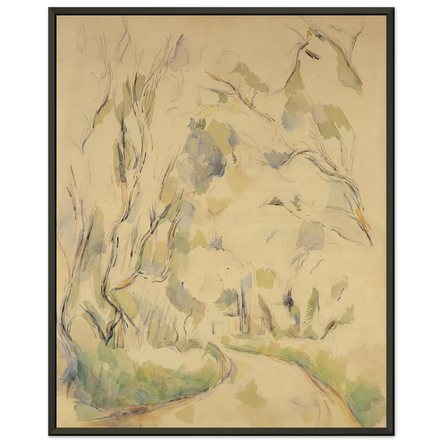 Paul Cezanne  Well by the Winding Road in the Park of Chateau Noir Framed Art Print  - Aluminum Frame - 60x80 cm / 24x32 inches