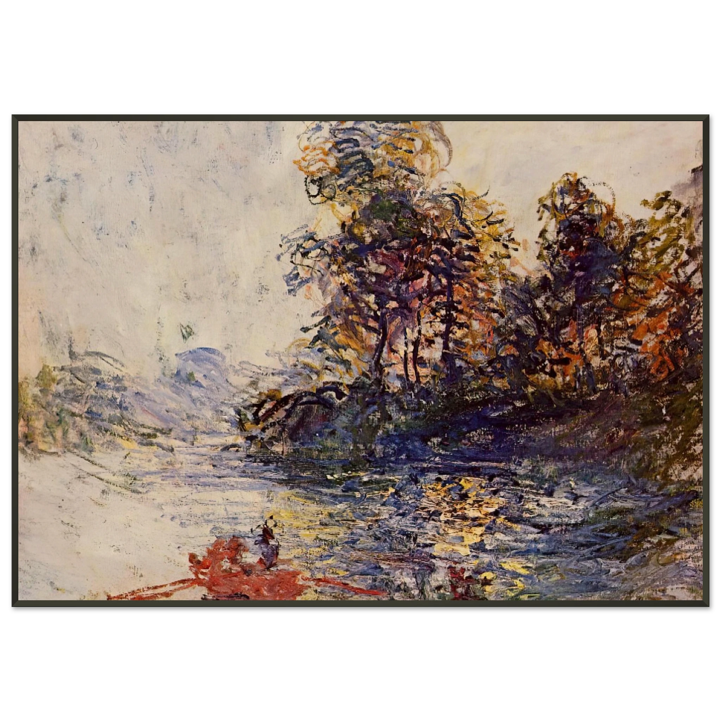 claude monet  The River Framed Art Print  - Aluminum Frame - 21x29.7 cm / 8x12"