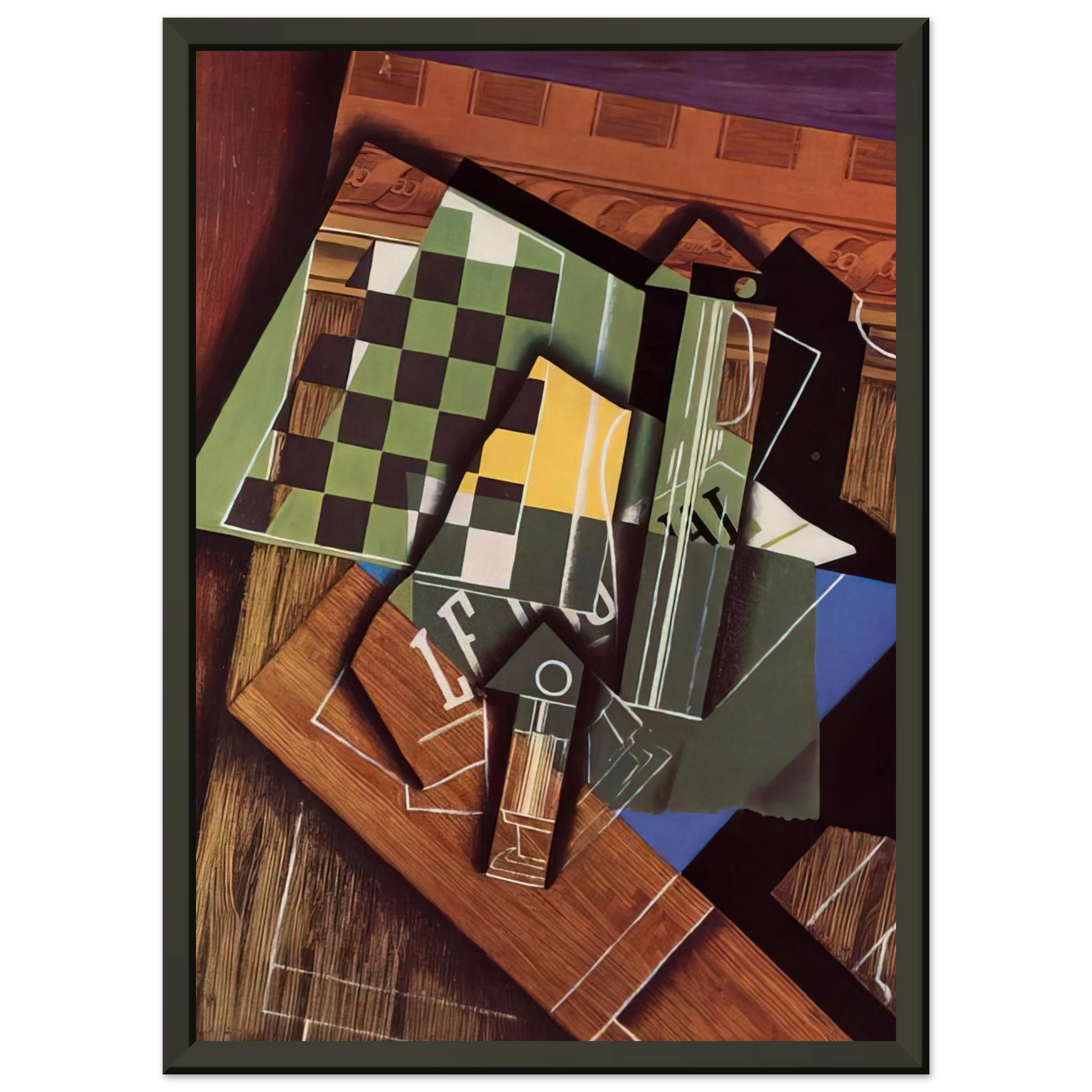 Juan Gris  THE CHECKERBOARD 1915 Framed Art Print  - Aluminum Frame - 70x100 cm / 28x40 inches
