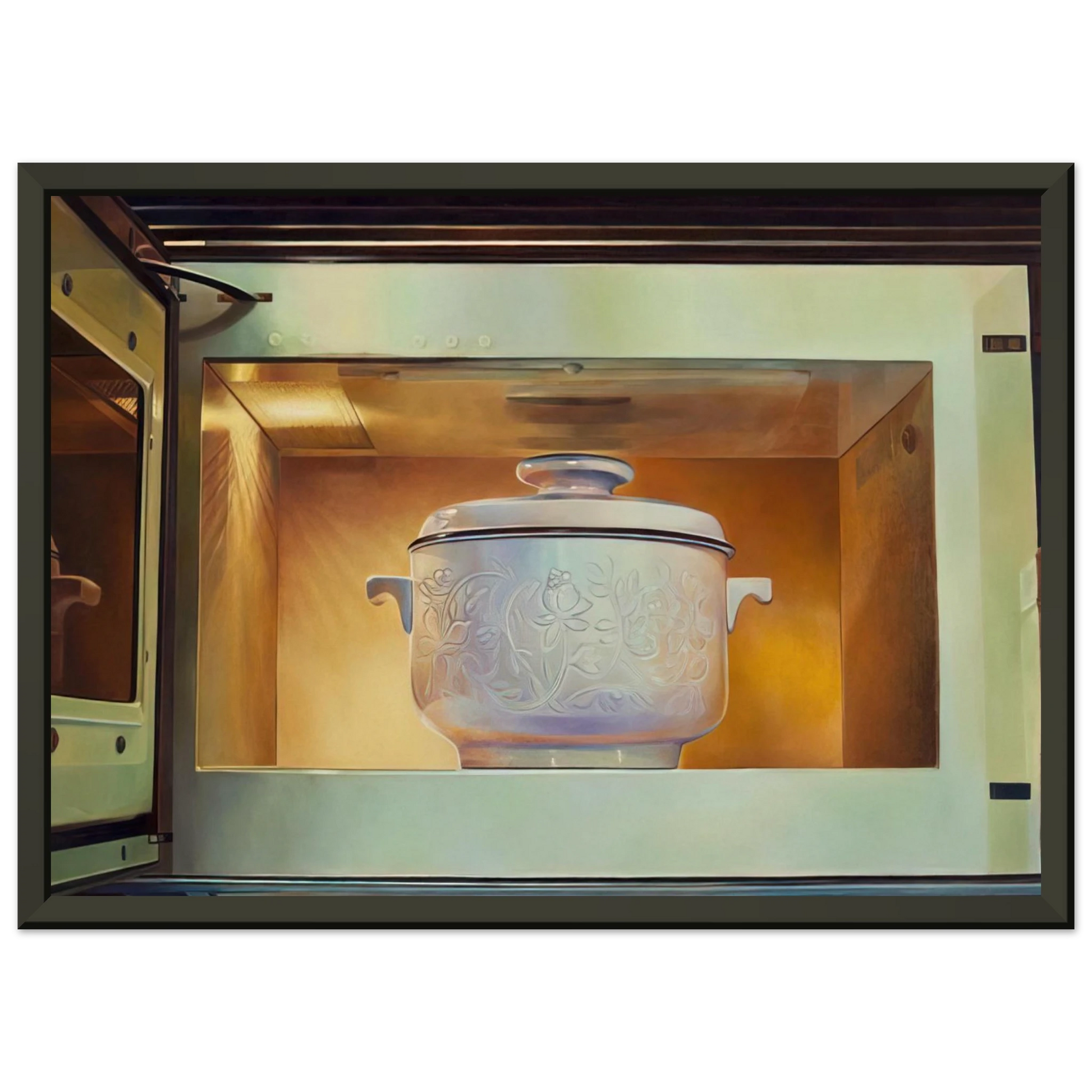 Mary Pratt  Romancing the Casserole  1985 Framed Art Print  - Aluminum Frame - 40x50 cm / 16x20 inches