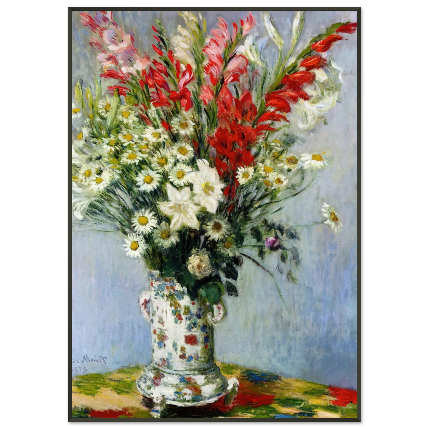 claude monet  Bouquet of Gadiolas Lilies and Dasies Framed Art Print  - Aluminum Frame - 21x29.7 cm / 8x12"