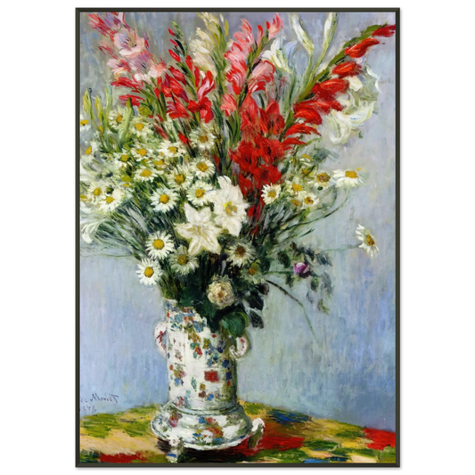 claude monet  Bouquet of Gadiolas Lilies and Dasies Framed Art Print  - Aluminum Frame - 21x29.7 cm / 8x12"