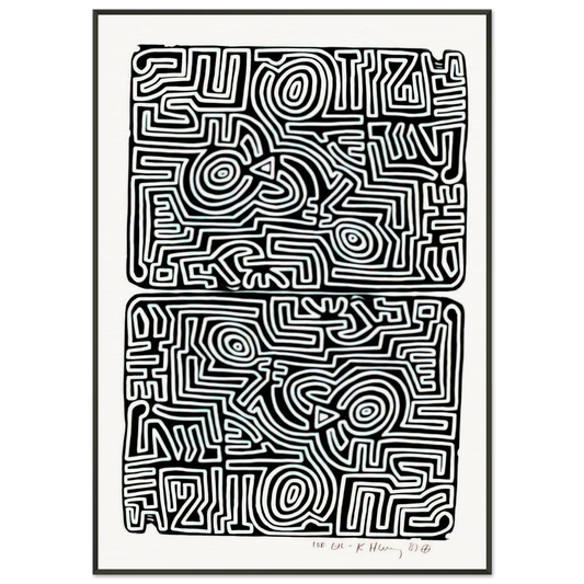 Keith Haring  LABYRINTH 1989 Framed Art Print  - Aluminum Frame - 21x29.7 cm / 8x12"