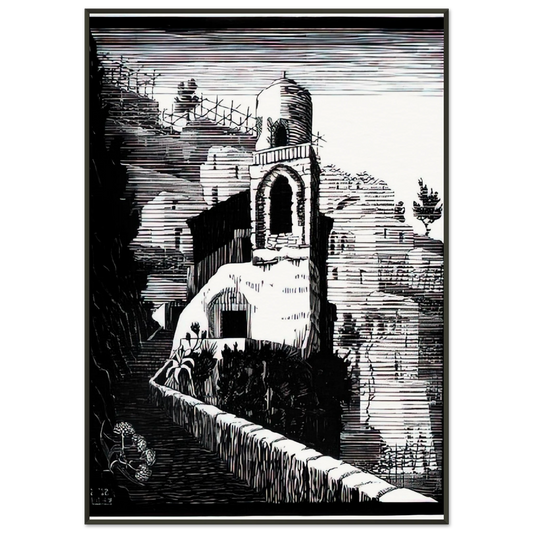 MC Escher  SAN GIOVANNI RAVELLO FEBRUARY 1932 1932 Framed Art Print  - Aluminum Frame - 21x29.7 cm / 8x12"