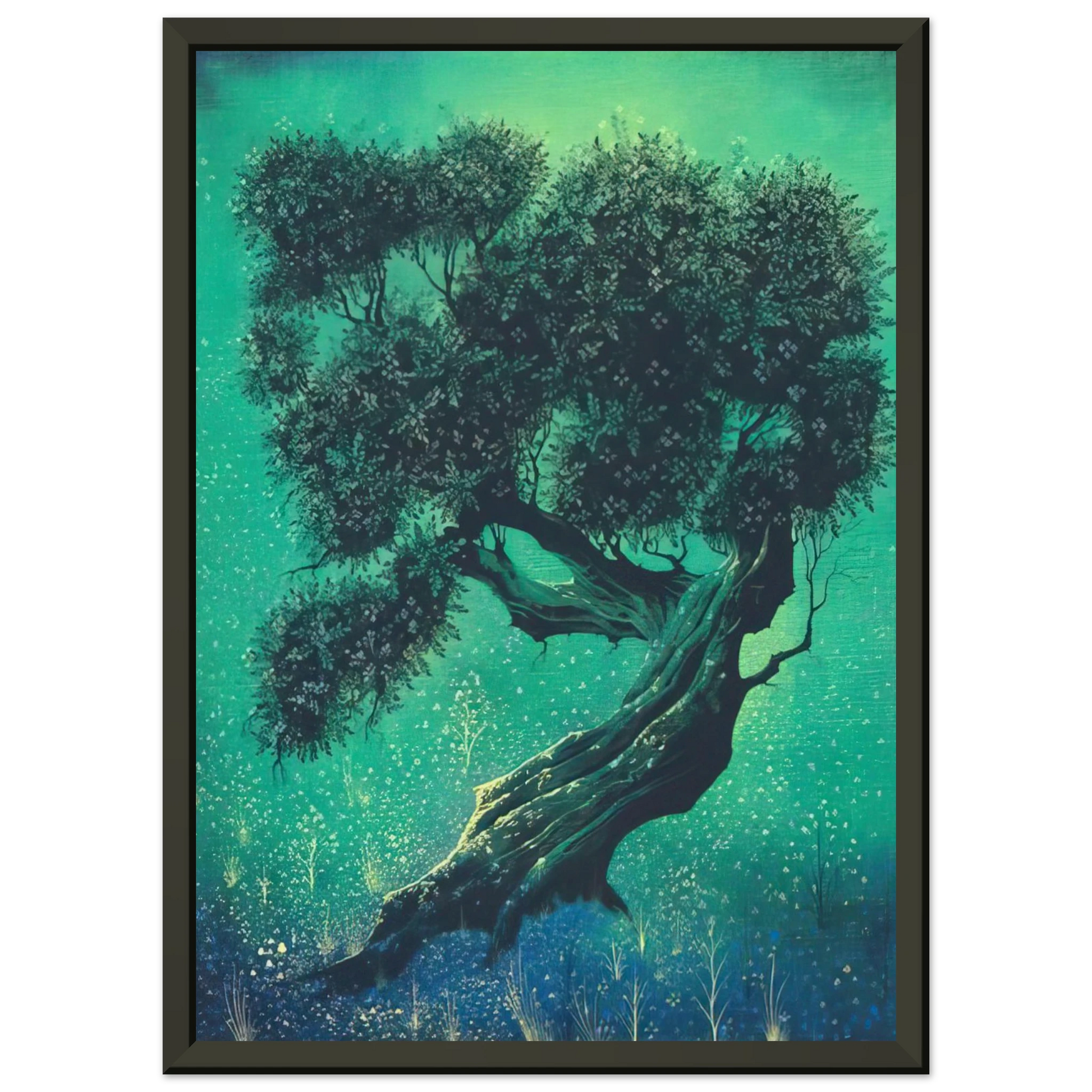 Eyvind Earle  Solitary Bonsai Framed Art Print  - Aluminum Frame - 60x80 cm / 24x32 inches