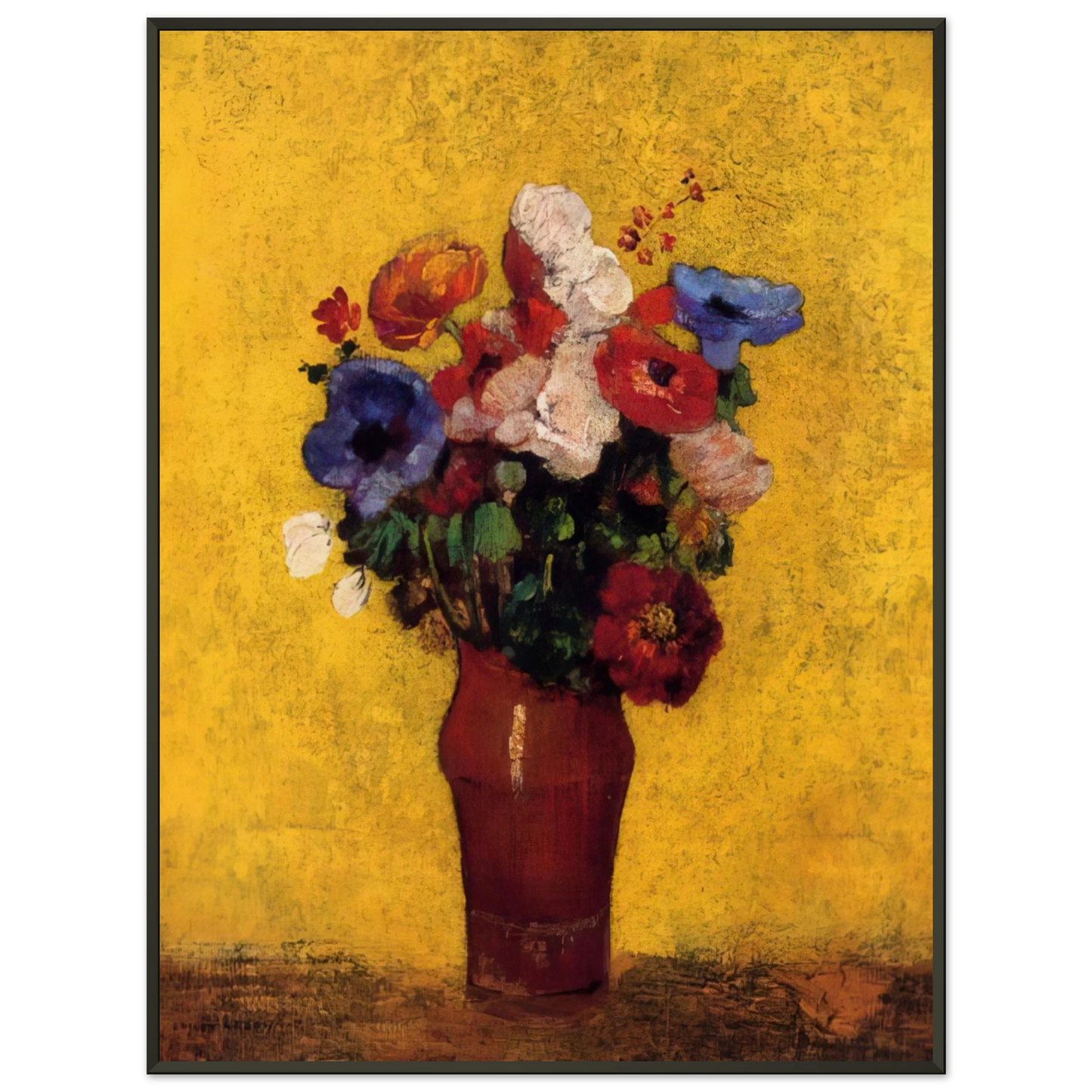 Odilon Redon  FLOWERS 4 Framed Art Print  - Aluminum Frame - 40x50 cm / 16x20 inches