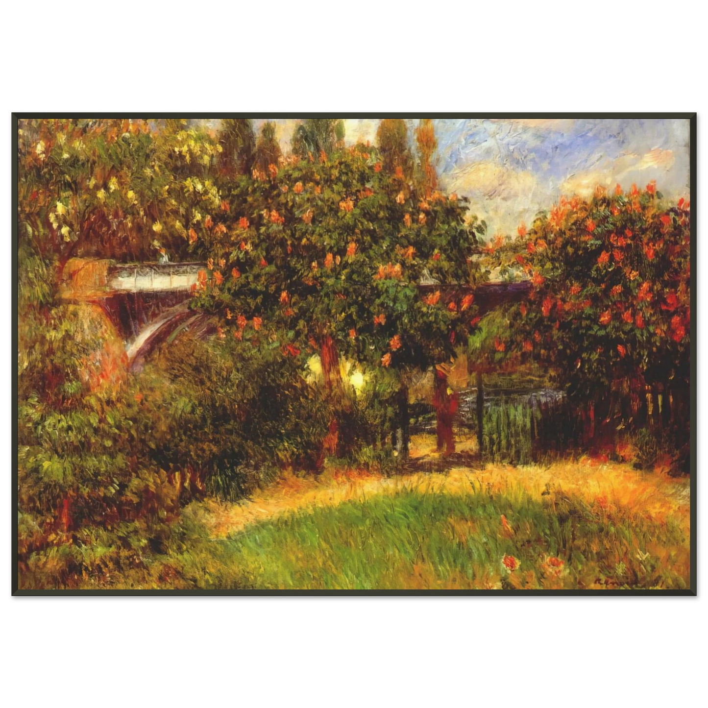 PierreAuguste Renoir  Railway Bridge at Chatou Framed Art Print  - Aluminum Frame - 21x29.7 cm / 8x12"