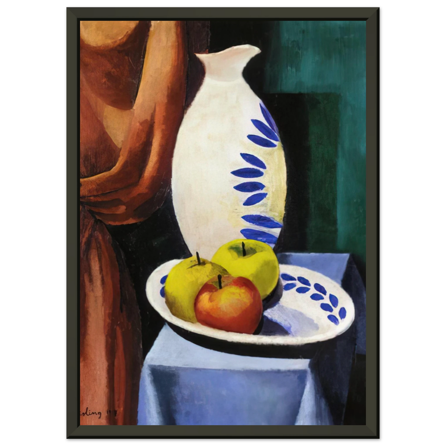 Moise Kisling  STILL LIFE WITH WHITE PITCHER 1917 Framed Art Print  - Aluminum Frame - 40x50 cm / 16x20 inches