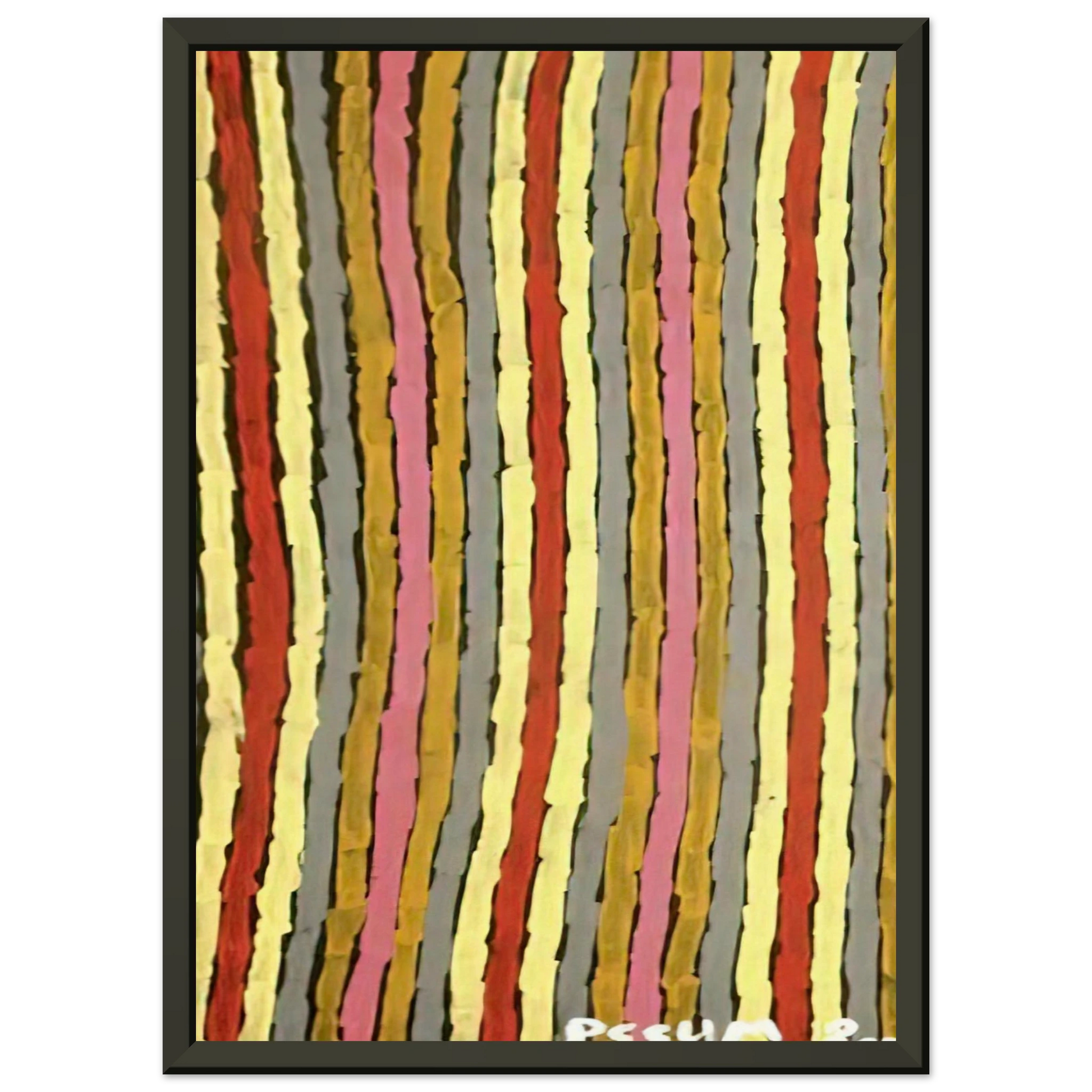 Clifford Possum Tjapaltjarri  Ceremonial Paint Floor Napperby  2001 Framed Art Print  - Aluminum Frame - 40x50 cm / 16x20 inches